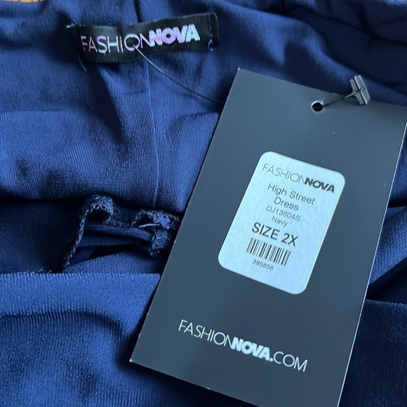 NWT Fashion Nova Navy Stretch Long Dress 2X - Picture 5 of 5